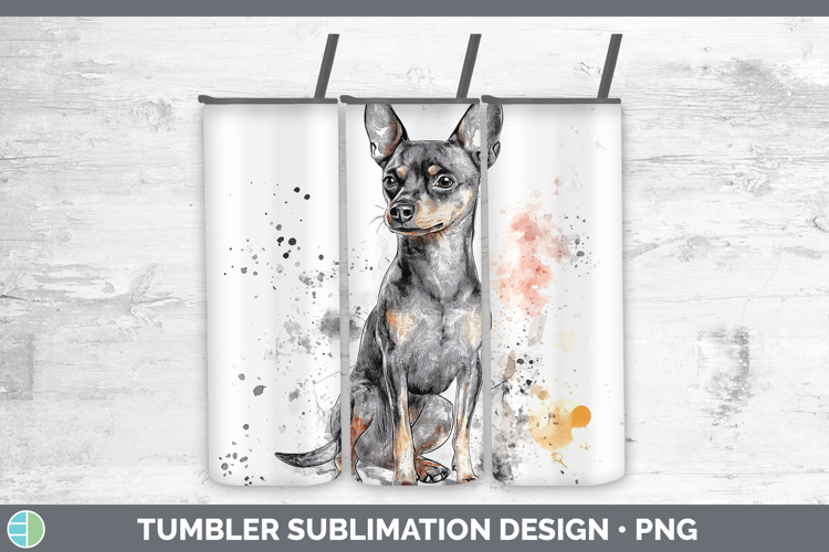Watercolor Splash Dogs 03 Miniature Pinscher Tumbler Sublima