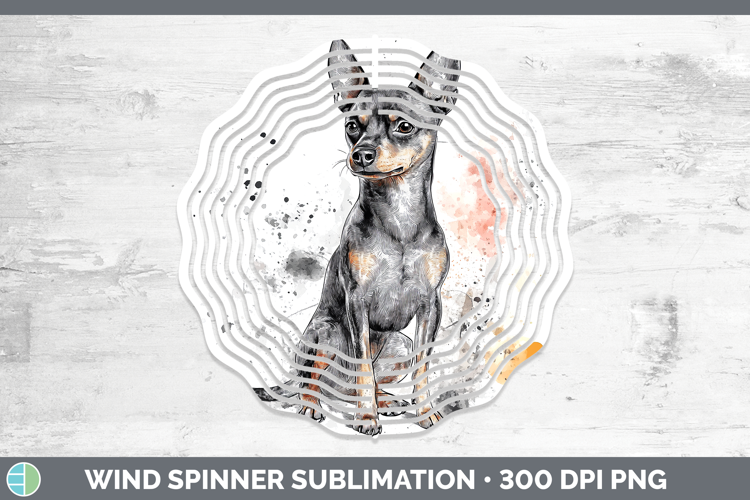 Watercolor Splash Dogs 03 Miniature Pinscher Wind Spinner Su
