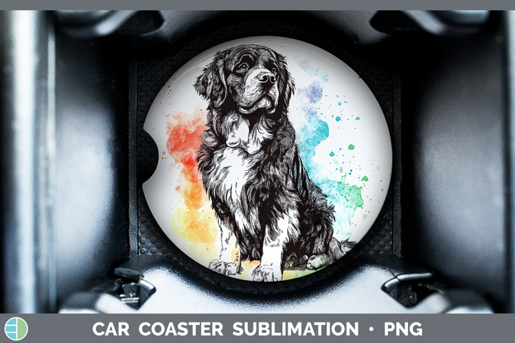 Watercolor Splash Dogs 03 Newfoundland Car Coaster Sublimati