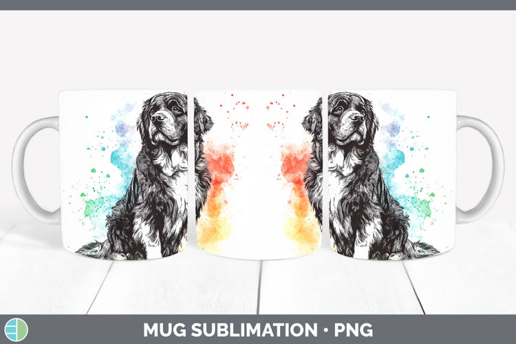 Watercolor Splash Dogs 03 Newfoundland Mug Wrap Sublimation
