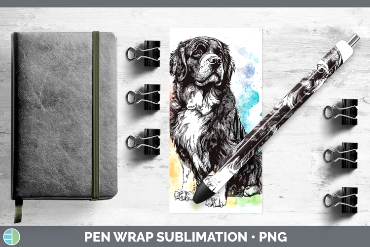 Watercolor Splash Dogs 03 Newfoundland Pen Wrap Sublimation