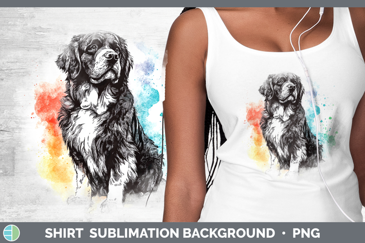 Watercolor Splash Dogs 03 Newfoundland Shirt Sublimation Sub