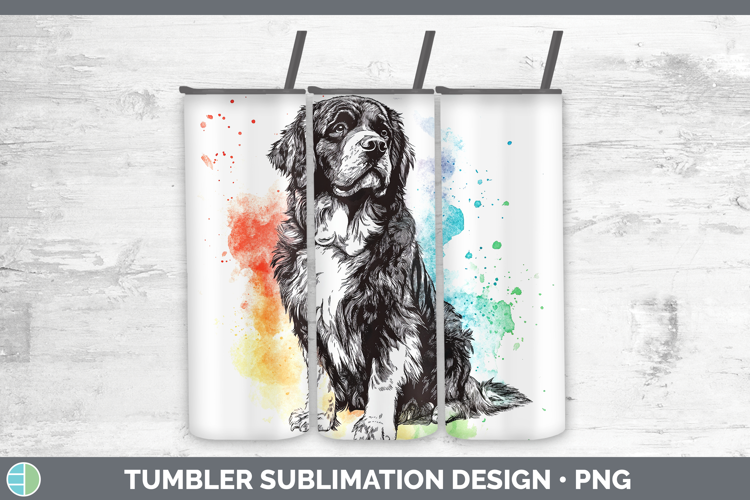 Watercolor Splash Dogs 03 Newfoundland Tumbler Sublimation 2