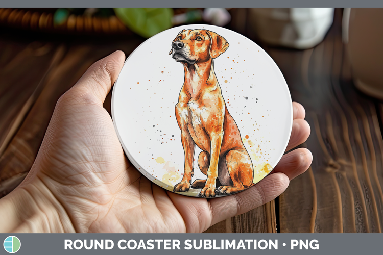 Watercolor Splash Dogs 03 Rhodesian Ridgeback Round Coaster
