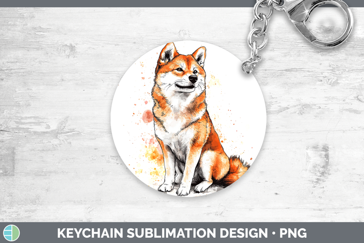 Watercolor Splash Dogs 03 Shiba Inu Keychain Sublimation Key