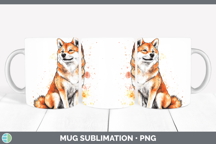 Watercolor Splash Dogs 03 Shiba Inu Mug Wrap Sublimation Cof