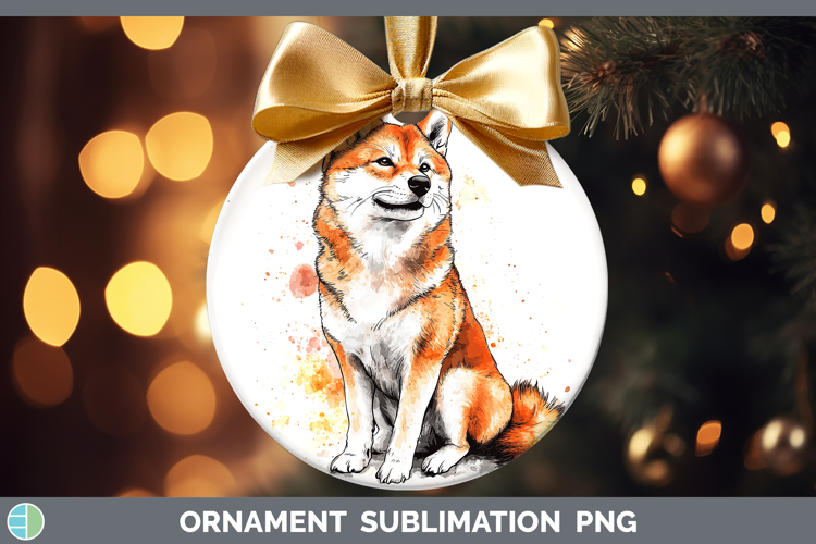 Watercolor Splash Dogs 03 Shiba Inu Ornament Sublimation Bau