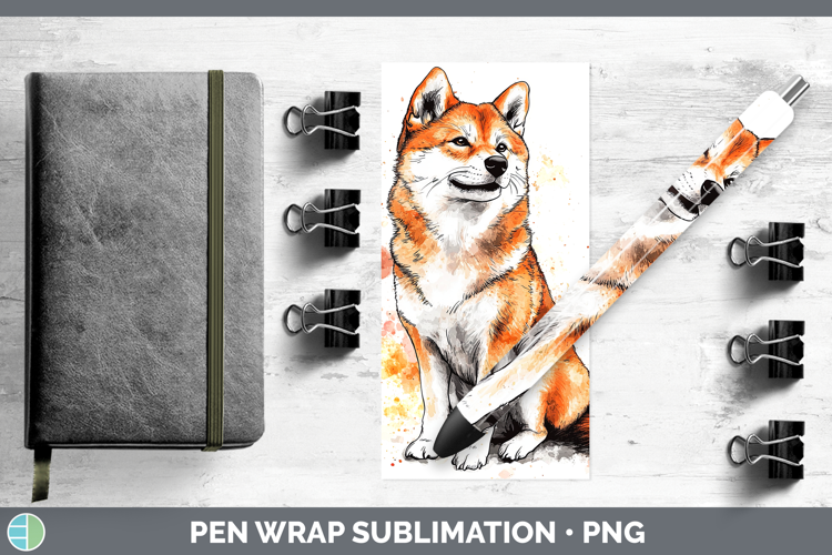 Watercolor Splash Dogs 03 Shiba Inu Pen Wrap Sublimation Pen