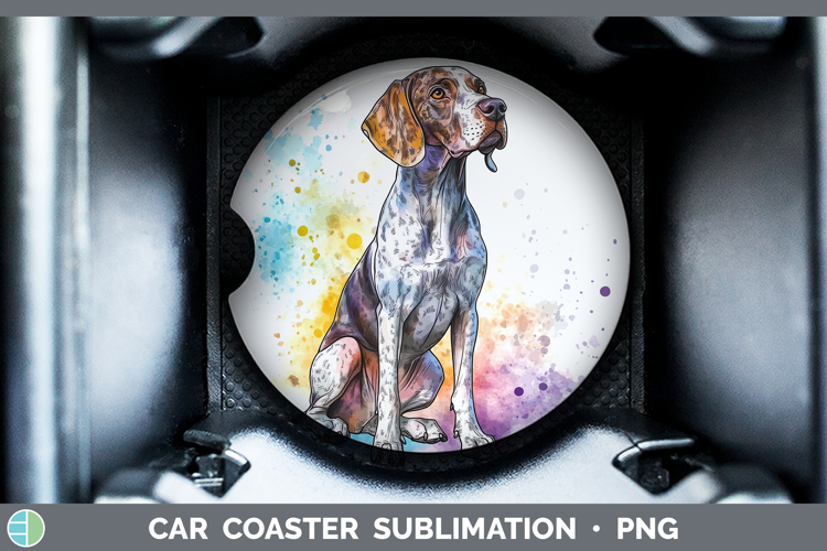 Watercolor Splash Dogs 03 Shorthaired Pointer Car Coaster Su