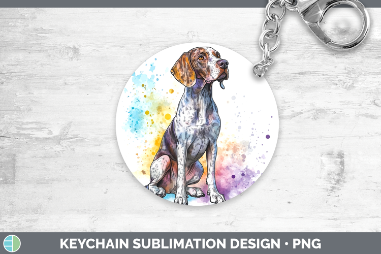 Watercolor Splash Dogs 03 Shorthaired Pointer Keychain Subli