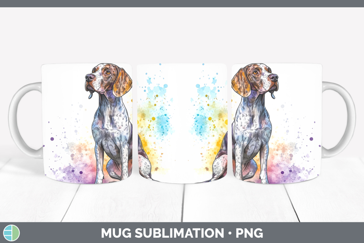 Watercolor Splash Dogs 03 Shorthaired Pointer Mug Wrap Subli