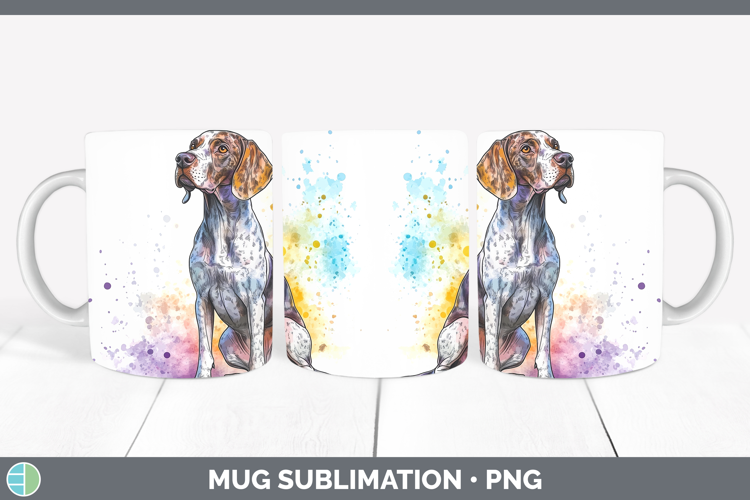 Watercolor Splash Dogs 03 Shorthaired Pointer Mug Wrap Subli