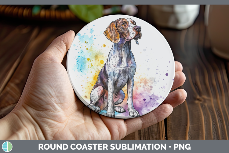 Watercolor Splash Dogs 03 Shorthaired Pointer Round Coaster