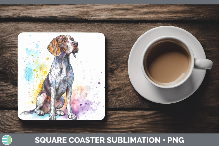Watercolor Splash Dogs 03 Shorthaired Pointer Square Coaster