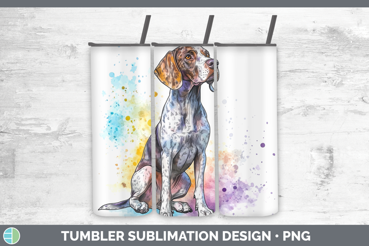 Watercolor Splash Dogs 03 Shorthaired Pointer Tumbler Sublim