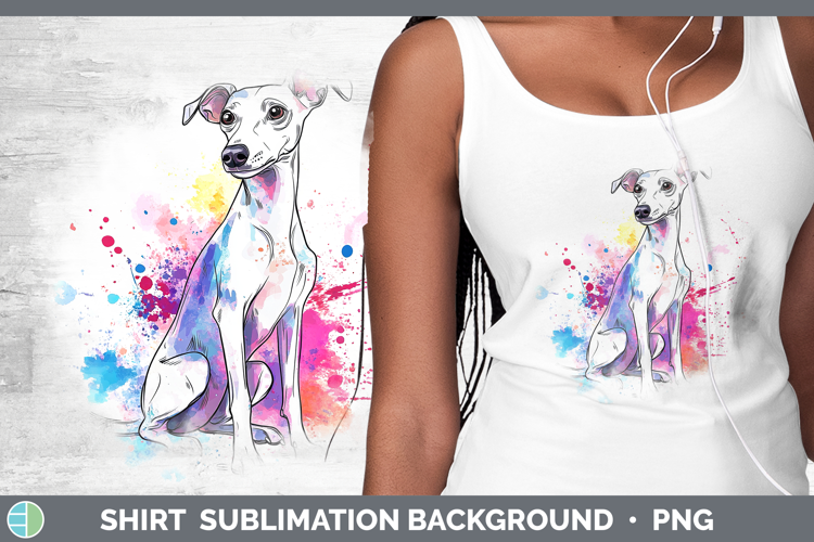 Watercolor Splash Dogs 03 Whippet Shirt Sublimation Sublimat