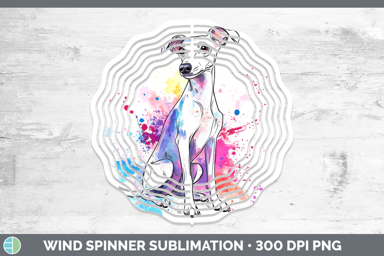 Watercolor Splash Dogs 03 Whippet Wind Spinner Sublimation S