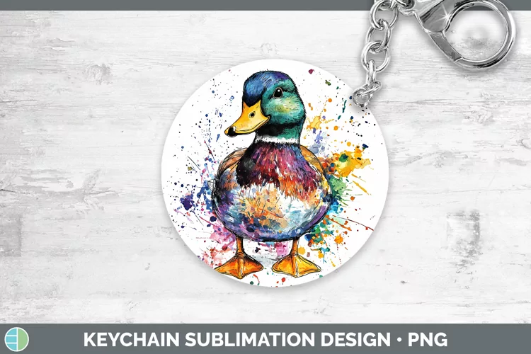 Watercolor Splash Duck Keychain Sublimation Keyring Designs