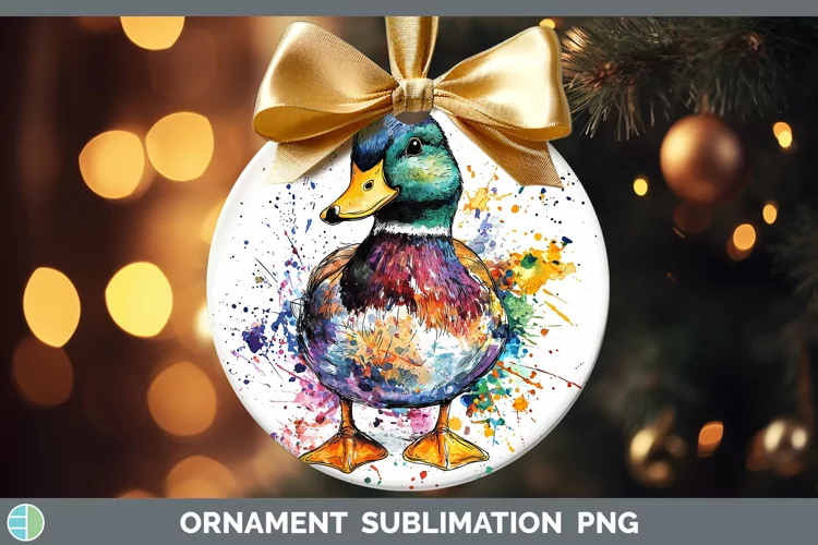 Watercolor Splash Duck Ornament Sublimation Bauble Designs