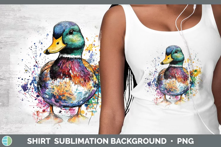 Watercolor Splash Duck Shirt Sublimation Sublimation Backgro