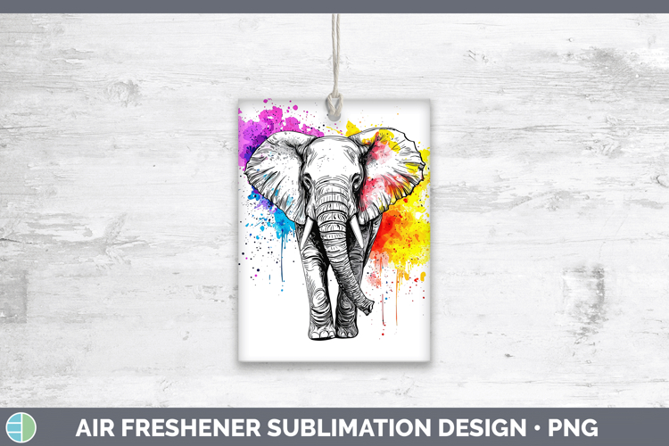 Watercolor Splash Elephant Air Freshener Sublimation Car Fre