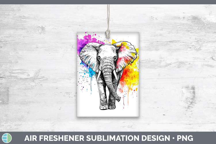 Watercolor Splash Elephant Air Freshener Sublimation Car Fre