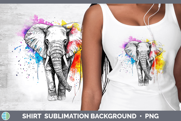 Watercolor Splash Elephant Shirt Sublimation Sublimation Bac
