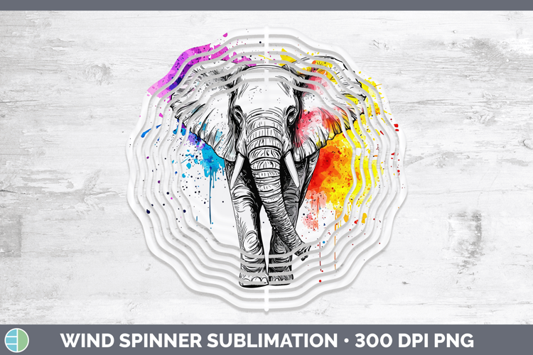Watercolor Splash Elephant Wind Spinner Sublimation Spinner