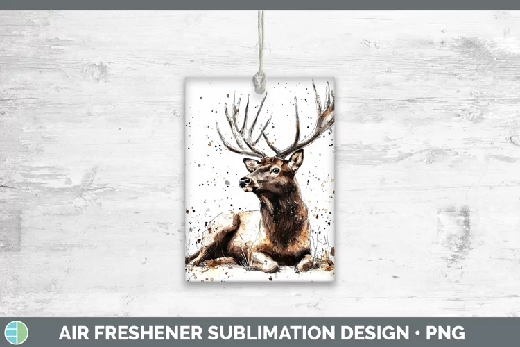 Watercolor Splash Elk Air Freshener Sublimation Car Freshene