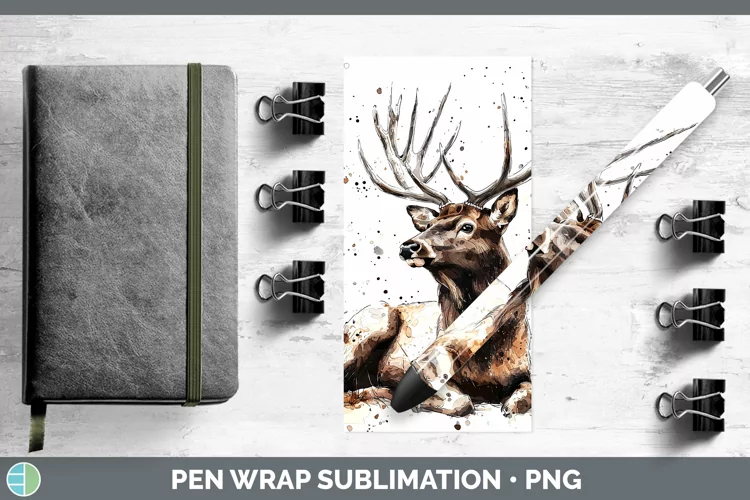 Watercolor Splash Elk Pen Wrap Sublimation Pen Designs