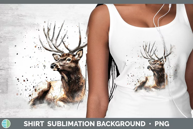 Watercolor Splash Elk Shirt Sublimation Sublimation Backgrou