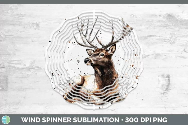 Watercolor Splash Elk Wind Spinner Sublimation Spinner Desig