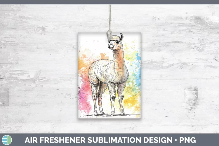 Watercolor Splash Farm Alpaca Air Freshener Sublimation Car