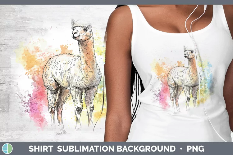Watercolor Splash Farm Alpaca Shirt Sublimation Sublimation