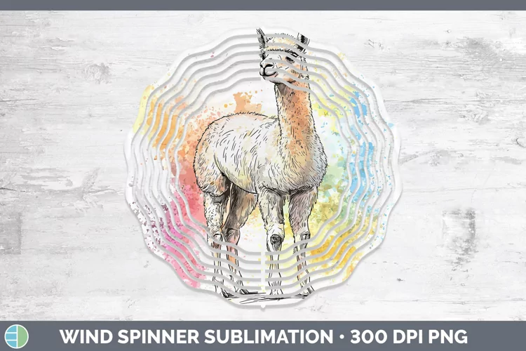 Watercolor Splash Farm Alpaca Wind Spinner Sublimation Spinn