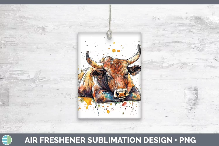 Watercolor Splash Farm Bull Air Freshener Sublimation Car Fr