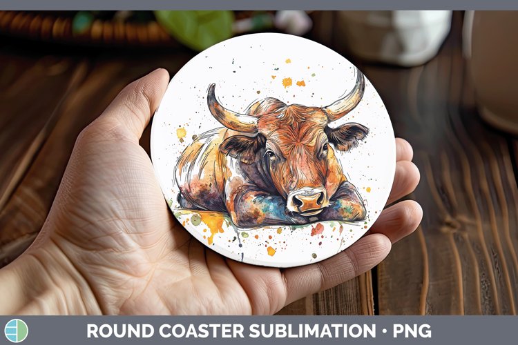 GorgeousWatercolor Splash Farm Round Coaster design.