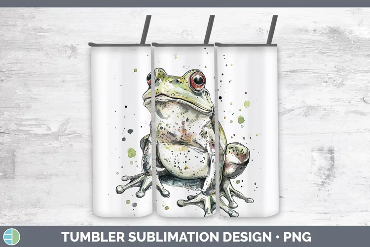 Watercolor Splash Farm Bullfrog Tumbler Sublimation 20 oz Sk