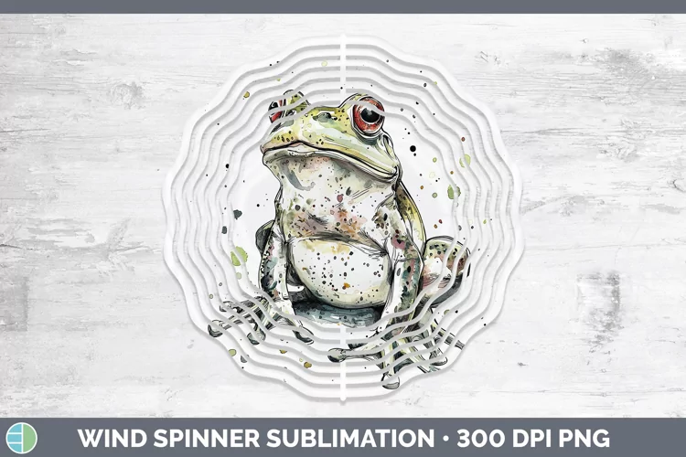 Watercolor Splash Farm Bullfrog Wind Spinner Sublimation Spi