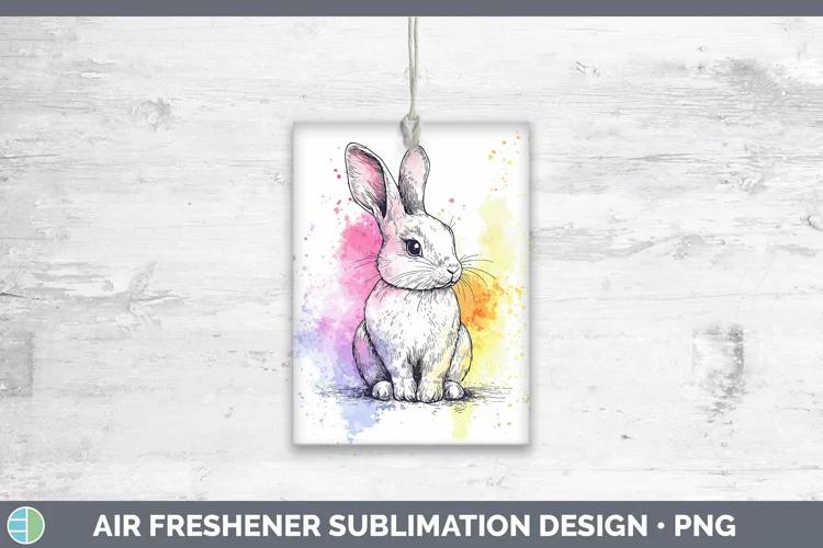 Watercolor Splash Farm Bunny Air Freshener Sublimation Car F