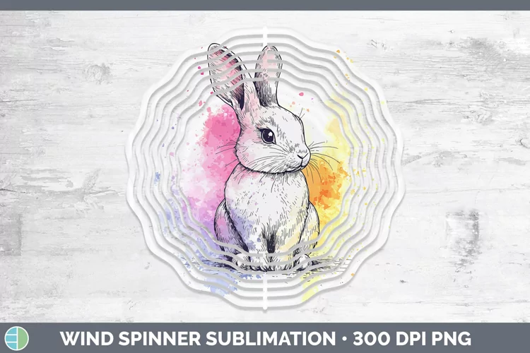 Watercolor Splash Farm Bunny Wind Spinner Sublimation Spinne
