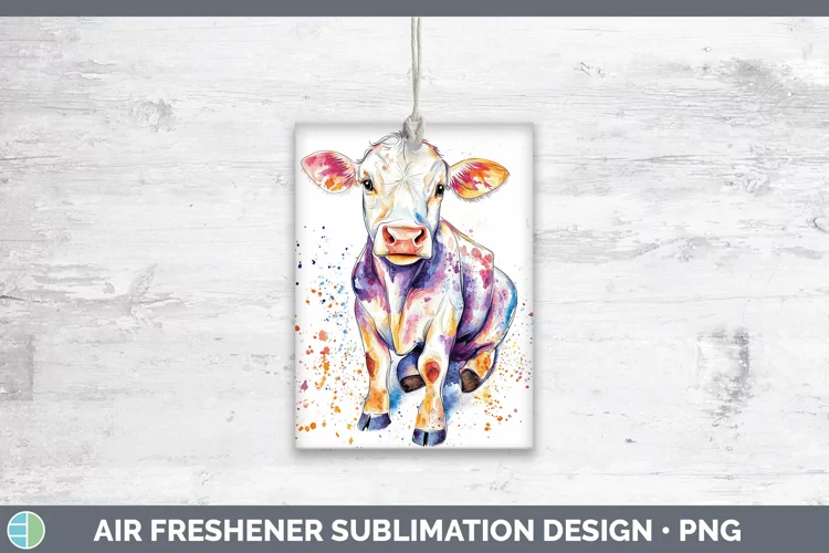 Watercolor Splash Farm Cow Air Freshener Sublimation Car Fre