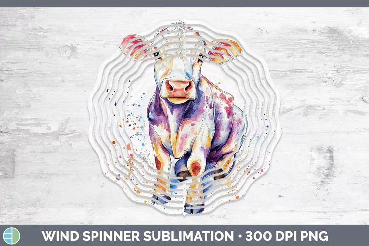 Watercolor Splash Farm Cow Wind Spinner Sublimation Spinner