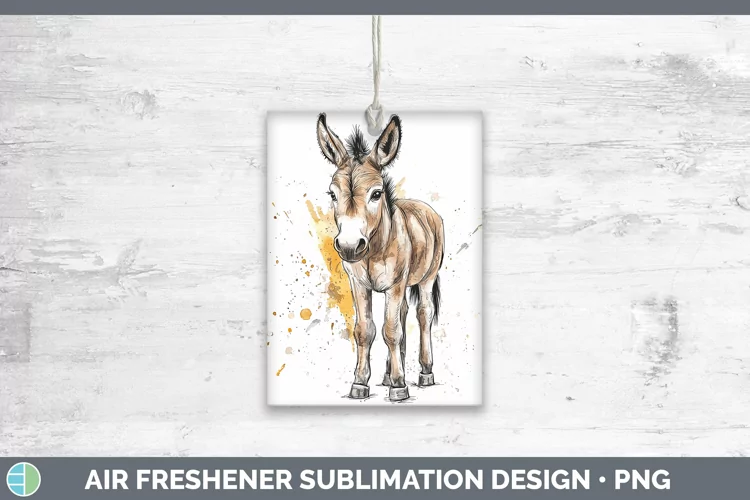 Watercolor Splash Farm Donkey Air Freshener Sublimation Car