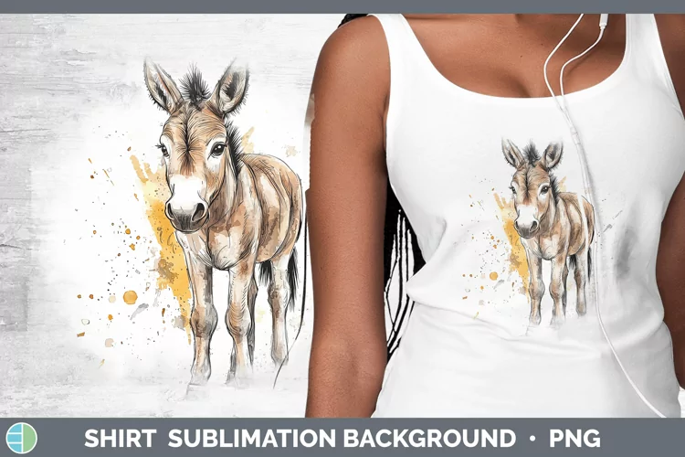 Watercolor Splash Farm Donkey Shirt Sublimation Sublimation
