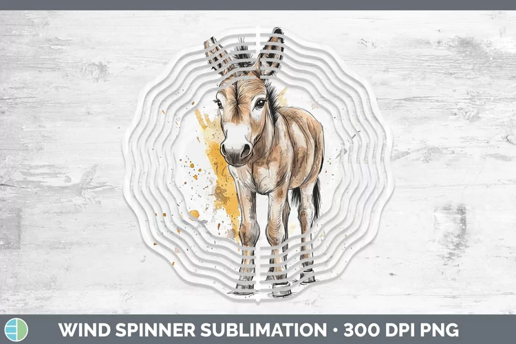 Watercolor Splash Farm Donkey Wind Spinner Sublimation Spinn