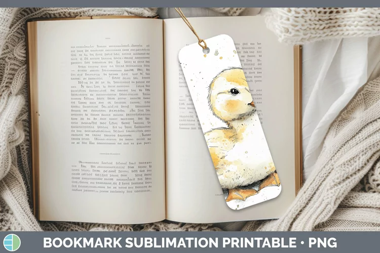 Watercolor Splash Farm Duck Bookmark Sublimation Printable D