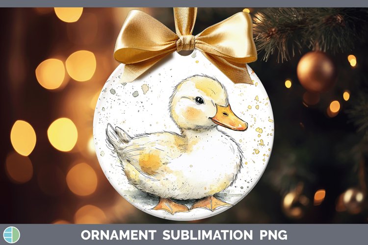 Watercolor Splash Farm Duck Ornament Sublimation Bauble Desi
