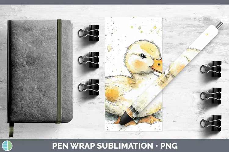 Watercolor Splash Farm Duck Pen Wrap Sublimation Pen Designs