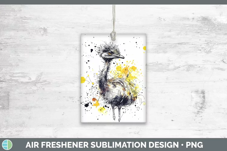 Watercolor Splash Farm Emu Air Freshener Sublimation Car Fre